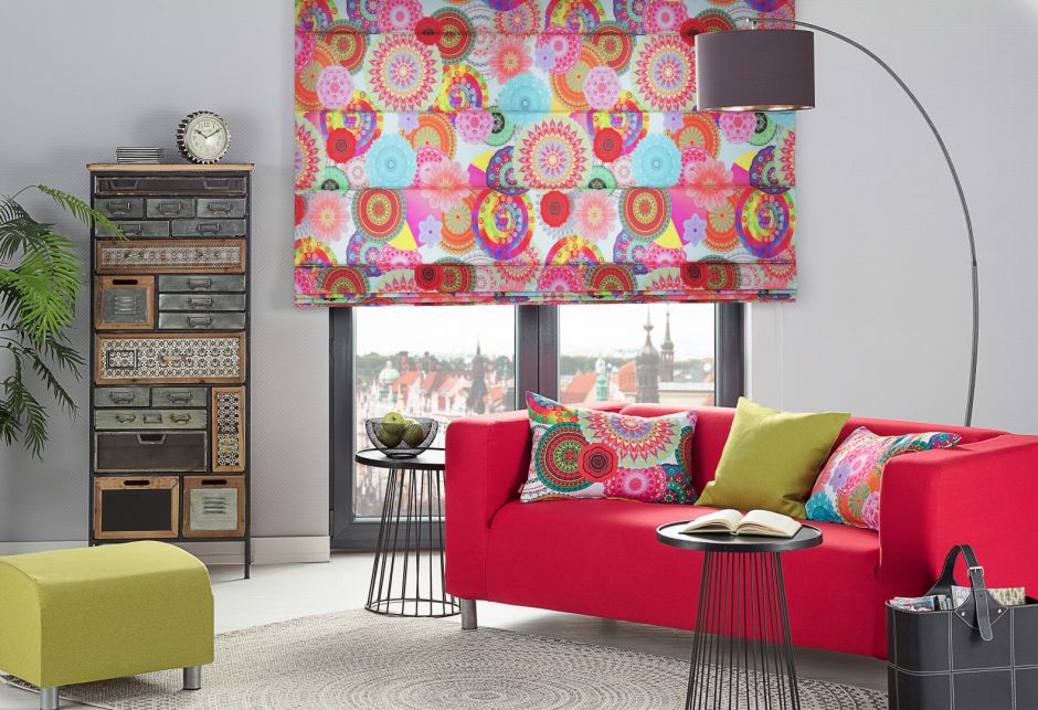 roleta rzymska, materiał wielobarwny wzorzysty