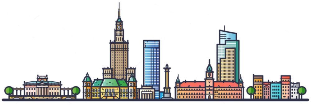 rysunek przedstawiający Warszawę
