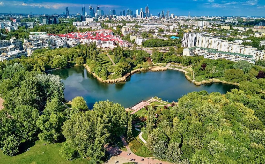 Park Szczęśliwicki – widok z lotu ptaka