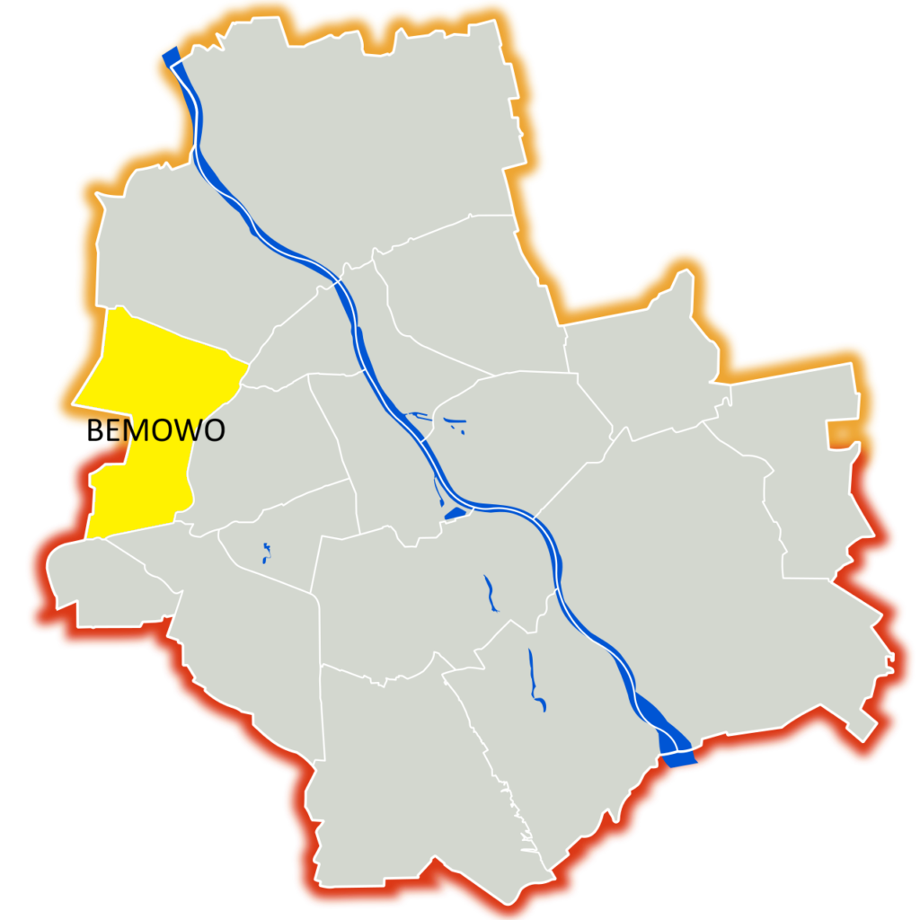 Mapa Warszawy z zaznaczoną dzielnicą Bemowo