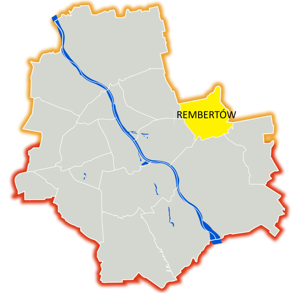 Mapa Warszawy z zaznaczoną dzielnicą Rembertów