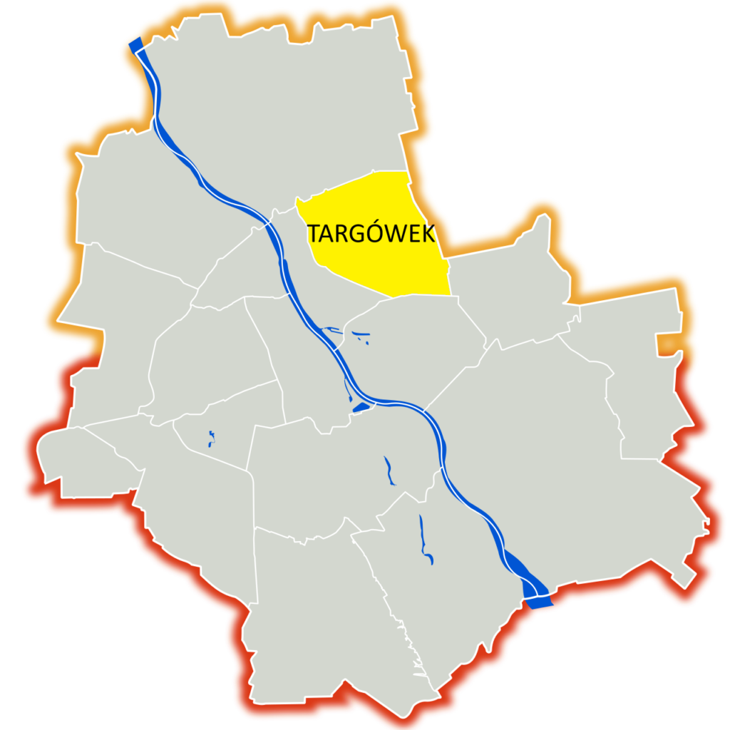 Mapa Warszawy z zaznaczoną dzielnicą Targówek
