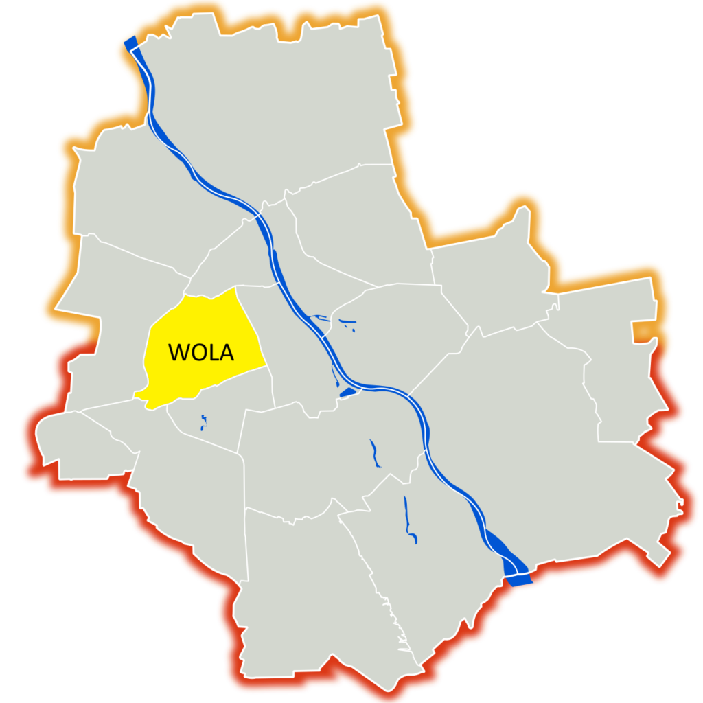 Mapa Warszawy z zaznaczoną dzielnicą Wola